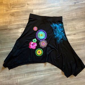 Desigual Asymmetrical Art Deco Skirt, NWOT, Black, XL